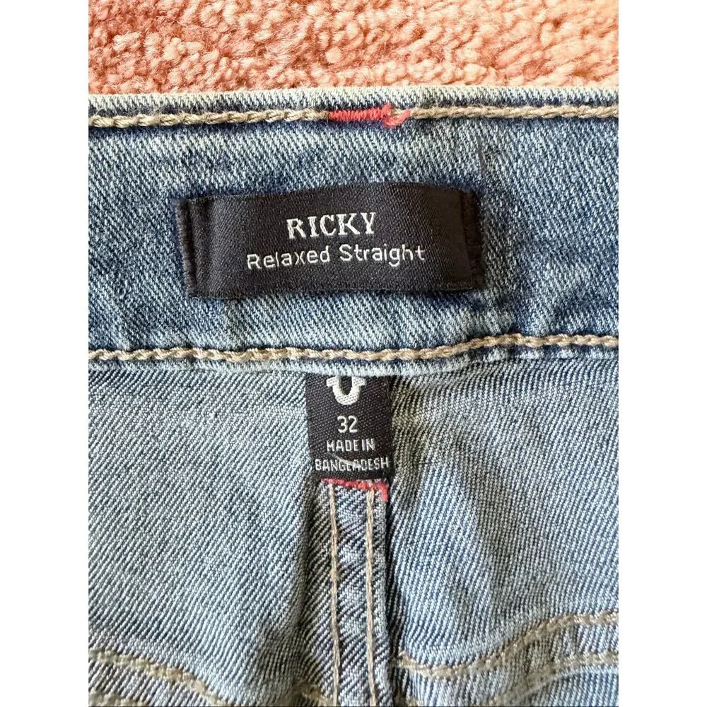 NWT True Religion Ricky Relaxed Straight Denim Shorts W32 Light Wash Men’s